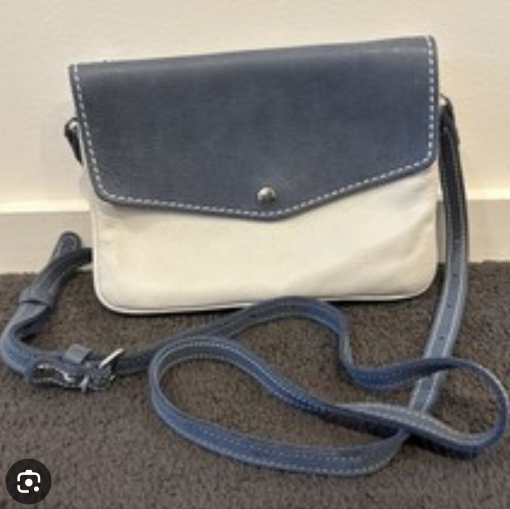 Roots Blue and Cream Small Crossbody Bag